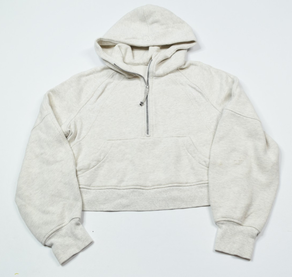Lululemon Scuba Oversized 1/2 Zip Hoodie Womens XS/S Beige Long Sleeve